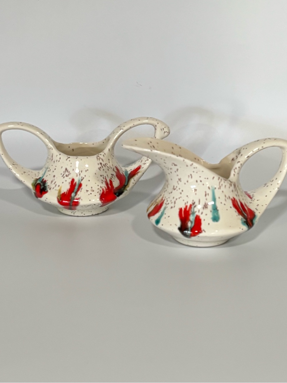 Vintage Mid Century Modern Ceramic
Creamer Sugar Bowl Set Atomic
Splatterware